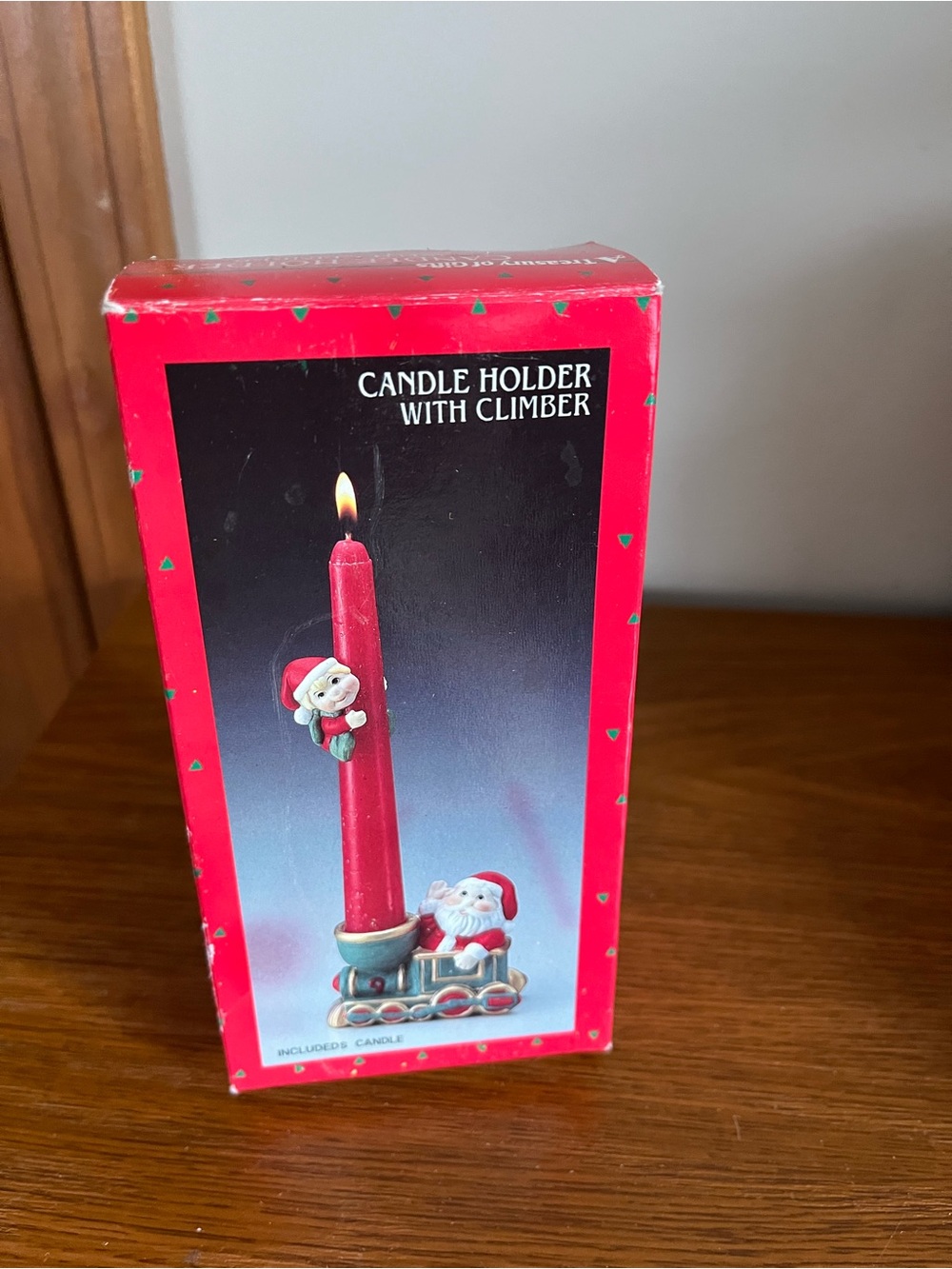 Holiday Candle Holder with Climbing Santa
